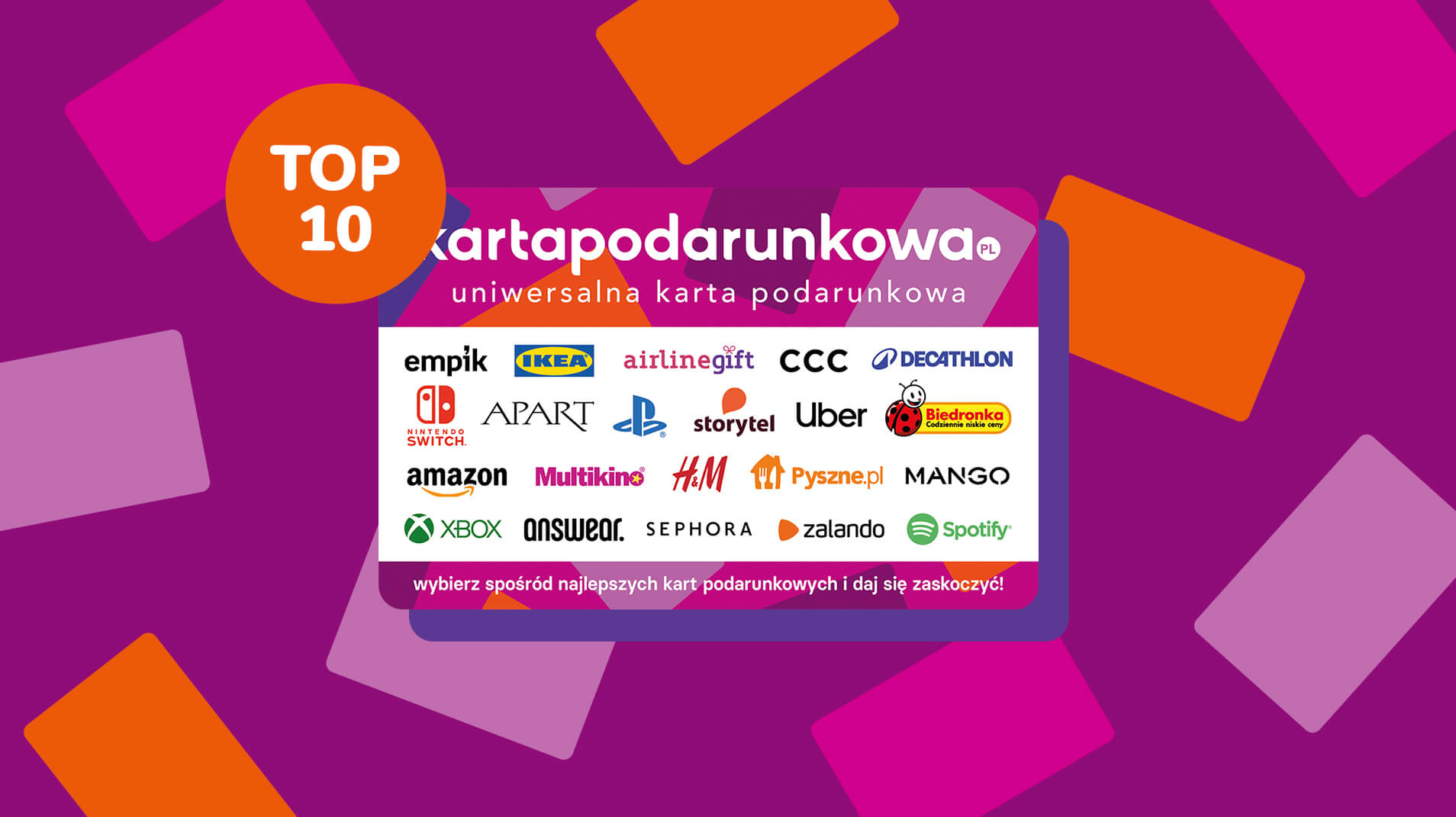 Top 10 najpopularniejszych kart podarunkowych